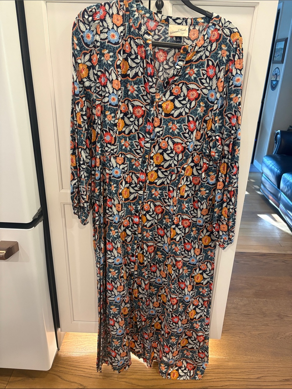 Universal Thread Floral Maxi Dress in Navy, Red, Yellow